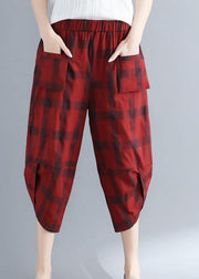 Style red Plaid cotton Wardrobes Sweets Art harem pants - bagstylebliss