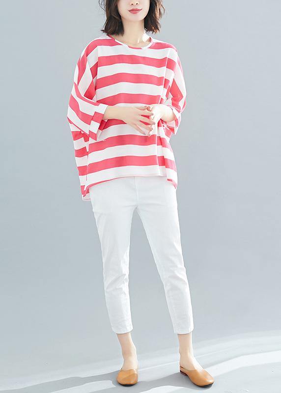 Style red striped chiffon clothes Vintage Wardrobes Batwing Sleeve Love Summer tops - bagstylebliss