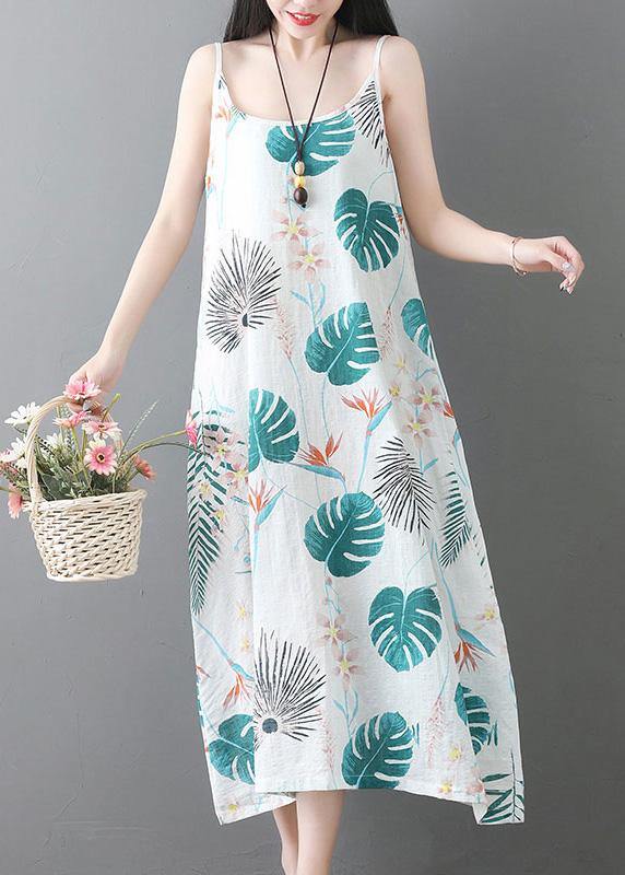 Style sleeveless tunic dress Runway white prints Dresses summer - bagstylebliss