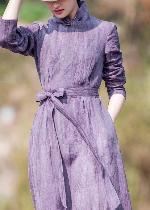 Style stand collar pockets spring dresses Tutorials purple Dress - bagstylebliss
