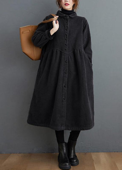 Style thick Cinched Fine trench coat black oversized coats - bagstylebliss