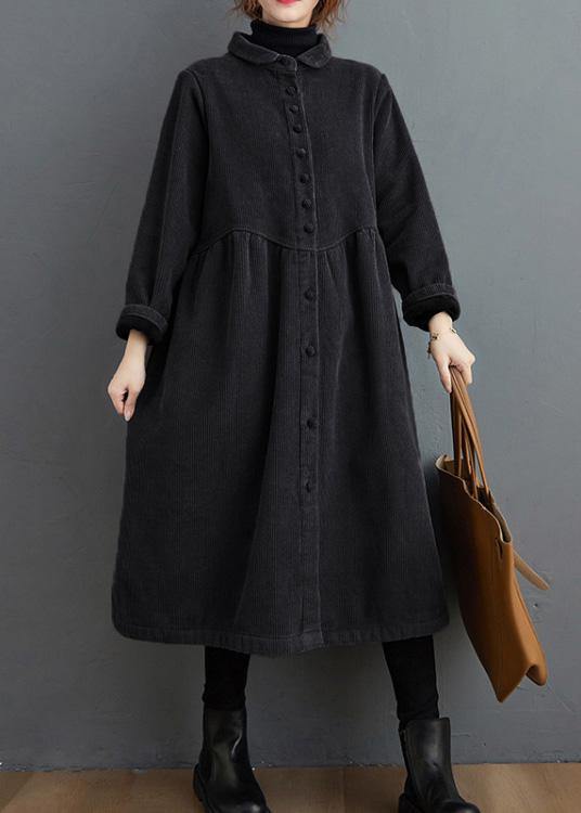 Style thick Cinched Fine trench coat black oversized coats - bagstylebliss