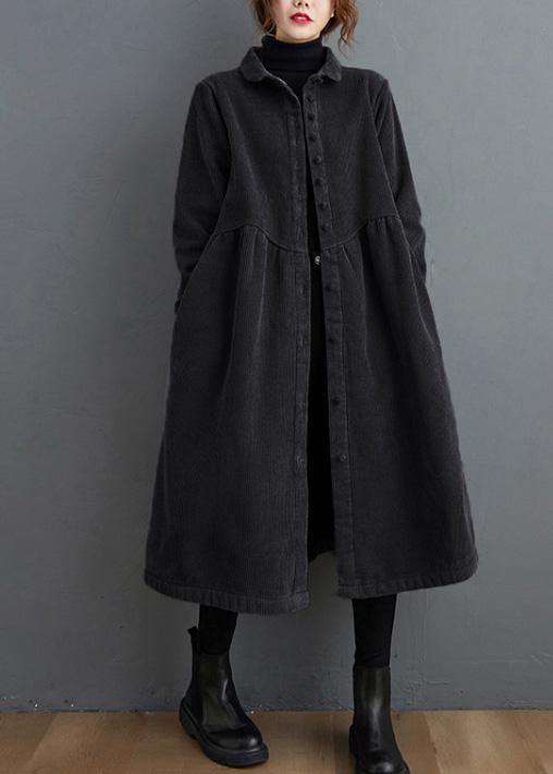 Style thick Cinched Fine trench coat black oversized coats - bagstylebliss