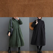 Style thick Cinched Fine trench coat black oversized coats - bagstylebliss