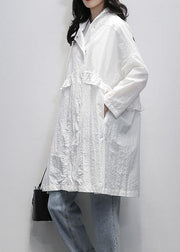 Style white Fine Long coats Photography Notched Ruffles coat - bagstylebliss