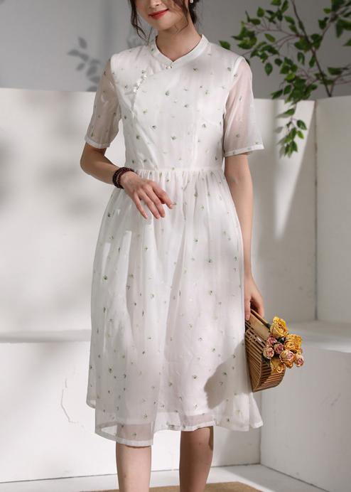 Style white clothes stand collar Cinched oversized Dress - bagstylebliss