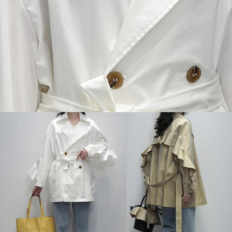 Style white  tunic coats Notched tie waist jackets - bagstylebliss