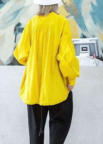 Style yellow Plus Size box short coat Photography drawstring hem fall outwear - bagstylebliss