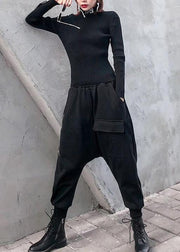 Style zippered shorts  black Wardrobes big pockets pant - bagstylebliss