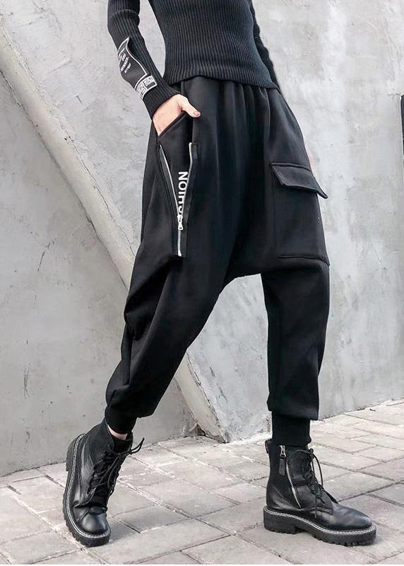Style zippered shorts  black Wardrobes big pockets pant - bagstylebliss