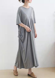 Style Blue Robes O Neck Asymmetric Kaftan Summer Dresses