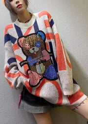 Stylish  Apricot O-Neck Patchwork Loose Fall Knit Sweater