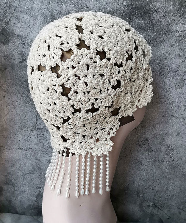 Stylish Beige Tassel Hollow Out Knit Bonnie Hat