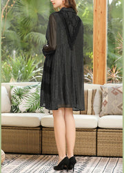 Stylish Black Button Chiffon Summer Dresses - bagstylebliss