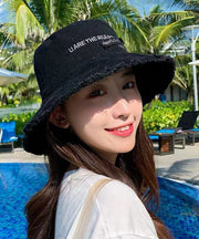 Stylish Black Letter Embroidered Denim fabric Bucket Hat