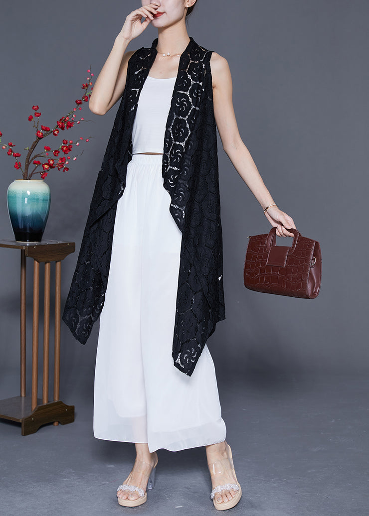 Stylish Black Oversized Hollow Out Lace Cardigan Summer