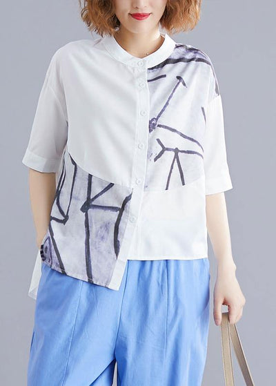 Stylish Blue Summer Print Asymmetrical Design Top - bagstylebliss