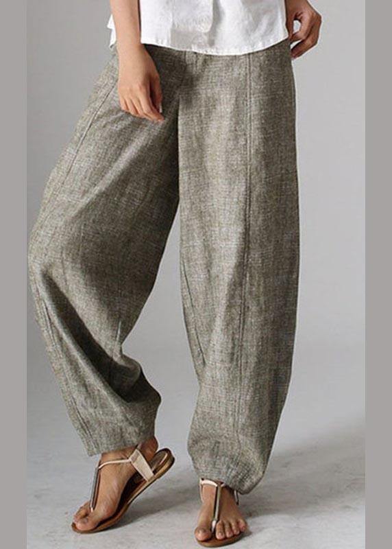 Stylish Chocolate Pockets Cotton Harem Wide Leg Pants Summer - bagstylebliss