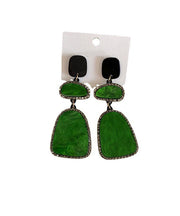 Stylish Green Acrylic Geometric Asymmetric Design Drop Earrings