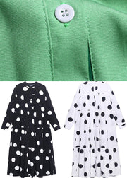 Stylish Green Dot Button Long sleeve Dress Spring - bagstylebliss