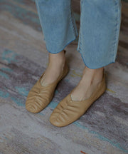 Stylish Khaki Pointed Toe Flats Shoes - bagstylebliss