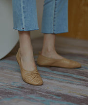 Stylish Khaki Pointed Toe Flats Shoes - bagstylebliss