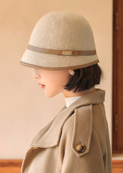 Stylish Light Coffee Autumn And Winter Warm Woolen Bucket Hat