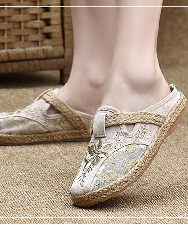 Stylish Light Purple Cotton Fabric Embroideried Splicing Slide Sandals