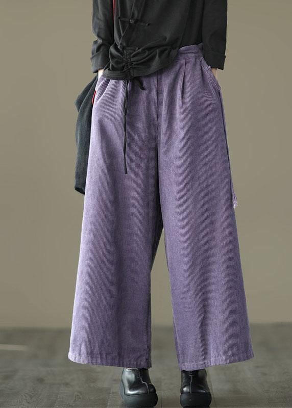 Stylish Purple High Waist Wide Leg Casual Pants - bagstylebliss