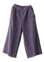 Stylish Purple High Waist Wide Leg Casual Pants - bagstylebliss