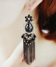 Stylish Rainbow Alloy Crystal Zircon Tassel Drop Earrings