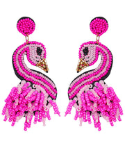 Stylish Rose Flamingo Acrylic Bead Drop Earrings