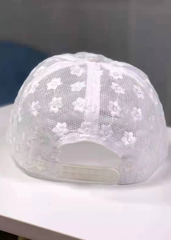 Stylish White Floral Embroidery Baseball Cap Hat