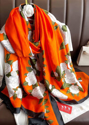 Stylish Yellow Print Silk Scarf Shawl