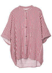 Stylish Yellow Striped low high design Half Sleeve Cotton Shirt Top Summer - bagstylebliss