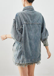 Stylish Zip Up Patchwork Denim Coats Fall