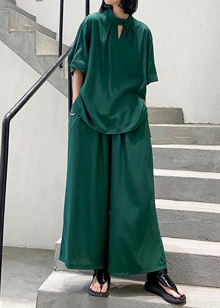 Suit female retro plus size fashionable green two-piece set - bagstylebliss
