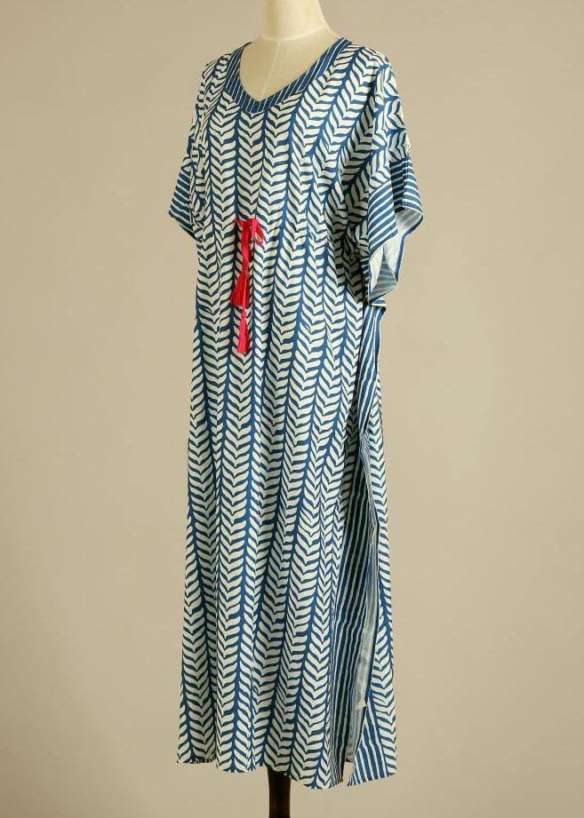 Summer Blue and White Wave Beach Gown - bagstylebliss