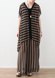 Summer Loose Size Striped Chiffon Shirt - bagstylebliss