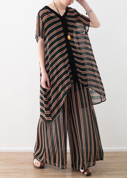 Summer Loose Size Striped Chiffon Shirt - bagstylebliss