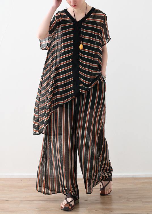 Summer Loose Size Striped Chiffon Shirt - bagstylebliss