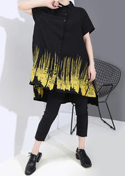 Summer Oversize Hipster Black Tie-dyed Printed Ladies Casual Shirts - bagstylebliss