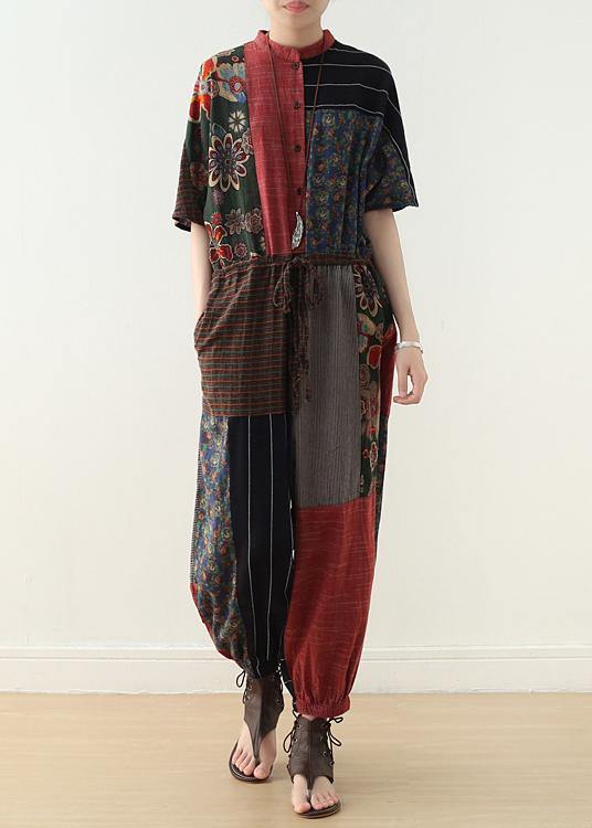 Summer Prints Linen Loose Bat Sleeve Jumpsuit - bagstylebliss