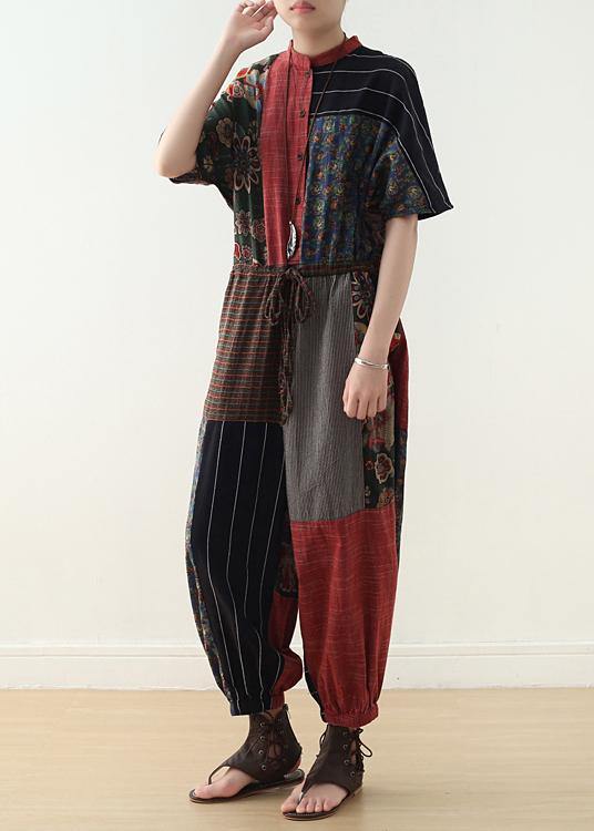 Summer Prints Linen Loose Bat Sleeve Jumpsuit - bagstylebliss