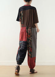 Summer Prints Linen Loose Bat Sleeve Jumpsuit - bagstylebliss