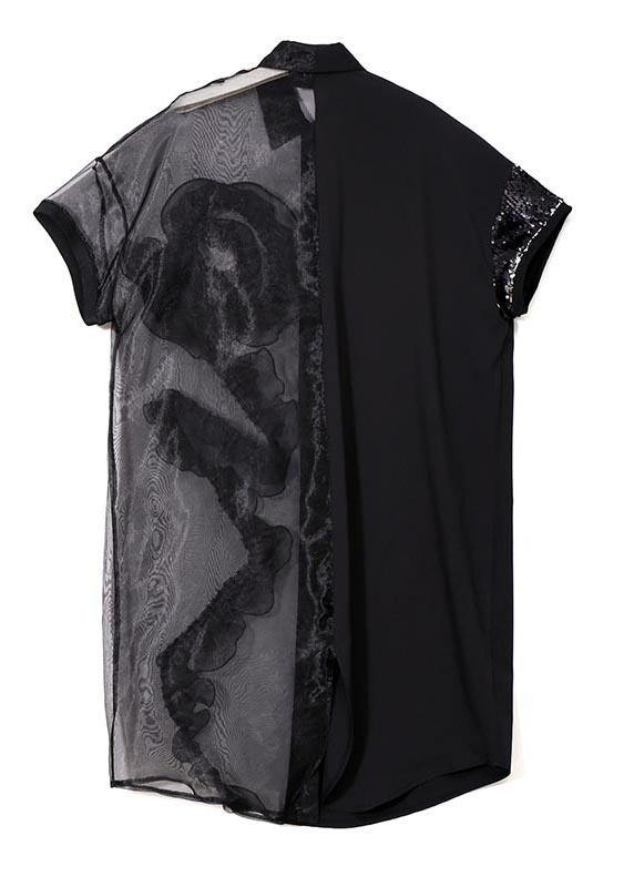 Summer Woman Black Mesh Chiffon Shirt  Plus Size Dresses - bagstylebliss