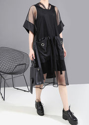 Summer Woman Black Mesh Hooded Dress - bagstylebliss