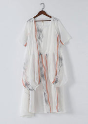 Summer Women White Chiffon Print O Neck Dress - bagstylebliss