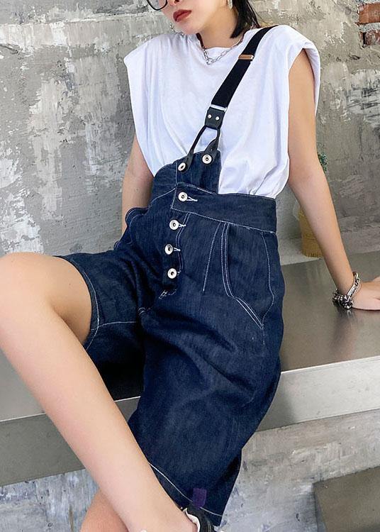 Summer denim blue back with button five pants - bagstylebliss