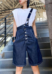 Summer denim blue back with button five pants - bagstylebliss